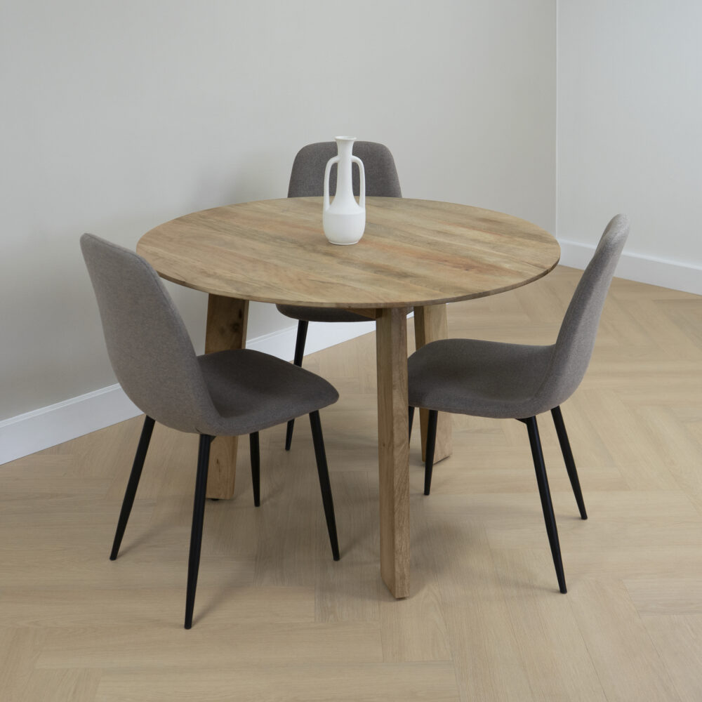 eettafel 105 cm, eettafel, eettafel Lien, Lewis & Loft Eettafel Lien, ronde eettafel hout, eettafel 105 cm rond, ronde tafel van hout, mangohout eettafel,