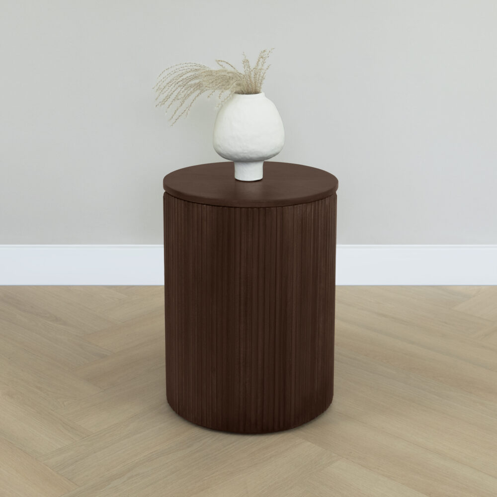 bijzettafel met opbergruimte, bijzettafel hout, tafel, bijzettafel Lonne, bijzettafel, tafeltje, bijzettafel rond, bijzettafel van mangohout, bijzettafeltje,