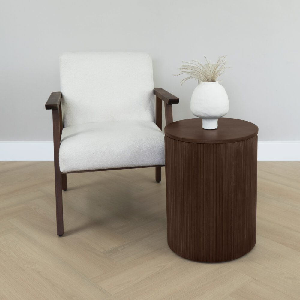 bijzettafel met opbergruimte, bijzettafel hout, tafel, bijzettafel Lonne, bijzettafel, tafeltje, bijzettafel rond, bijzettafel van mangohout, bijzettafeltje,