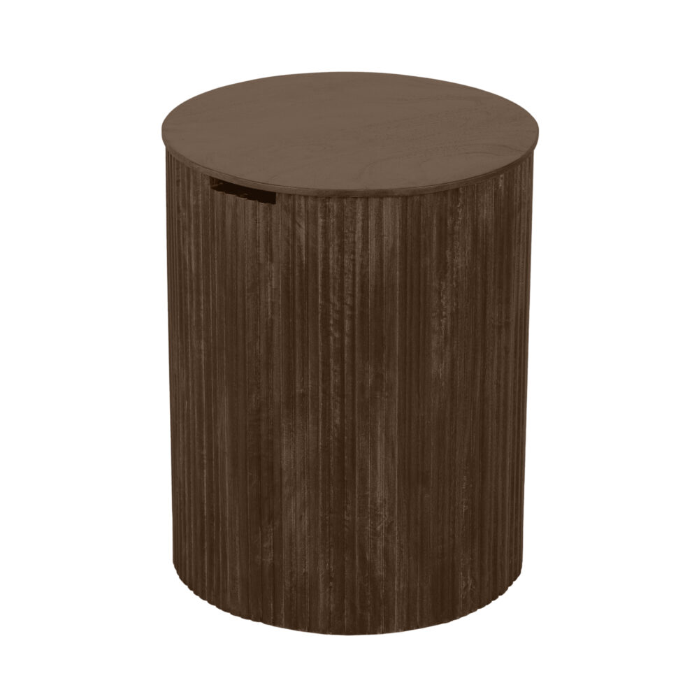 Lewis & Loft Bijzettafel Lonne – FSC® mangohout – Met opbergruimte – ⌀40 cm – Bruin