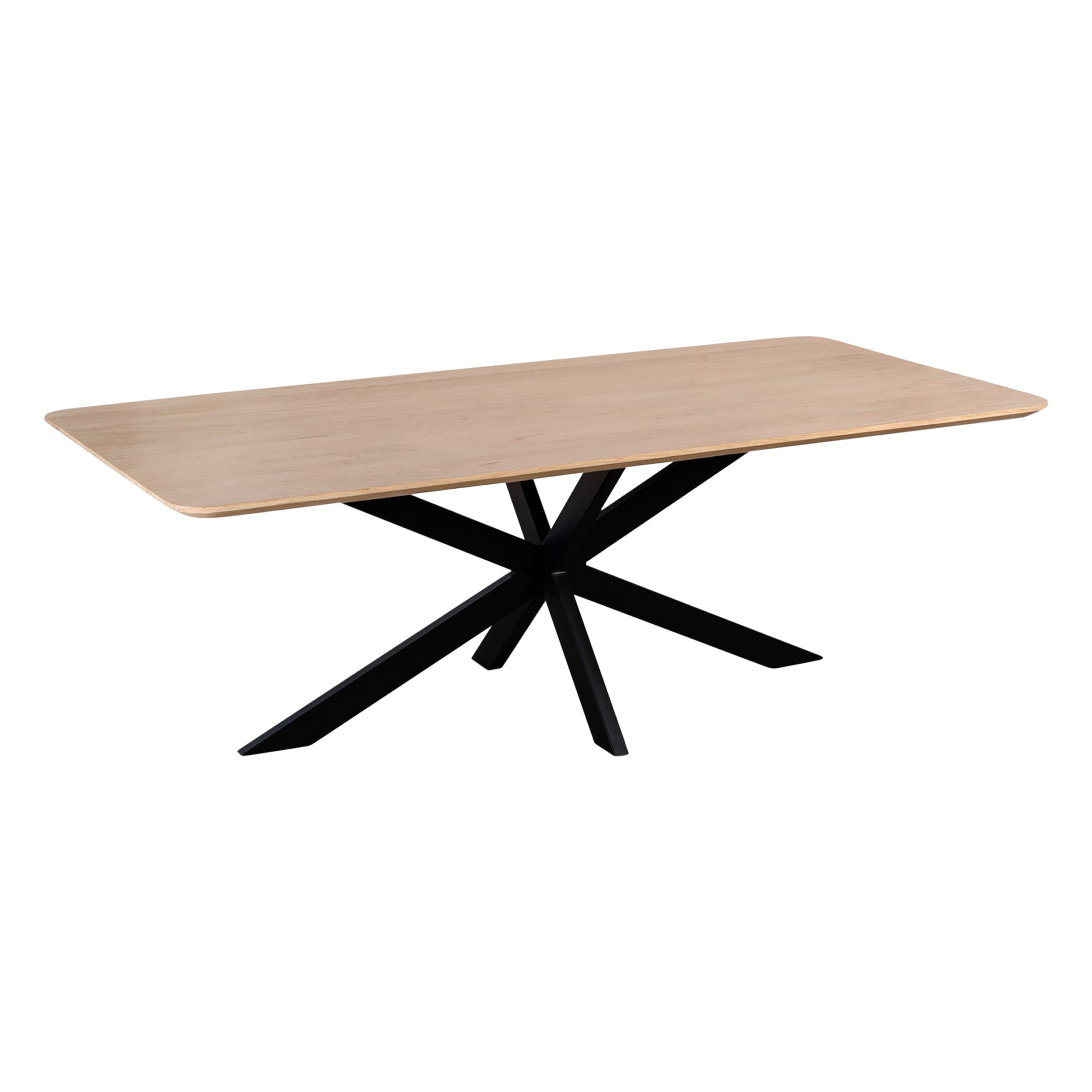 QUVIO Eettafel Sofia - Rechthoekig - Stalen kruispoot - FSC®-gecertificeerd mangohout - 220x110 cm - Naturel