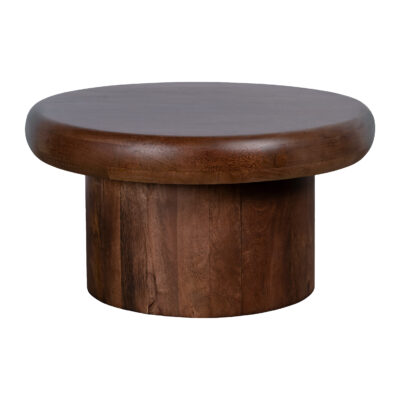 ronde Leke salontafel, tafel, salontafel van mangohout, salontafel rond, koffietafel, bruine salontafel rond,