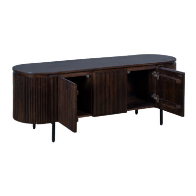 Lena TV meubel, TV hoek, TV kastje, kastje, TV kastje van mangohout, TV kast, dressoir met 4 deuren, mangohouten kastje, TV meubel, TV meubel walnoot bruin,