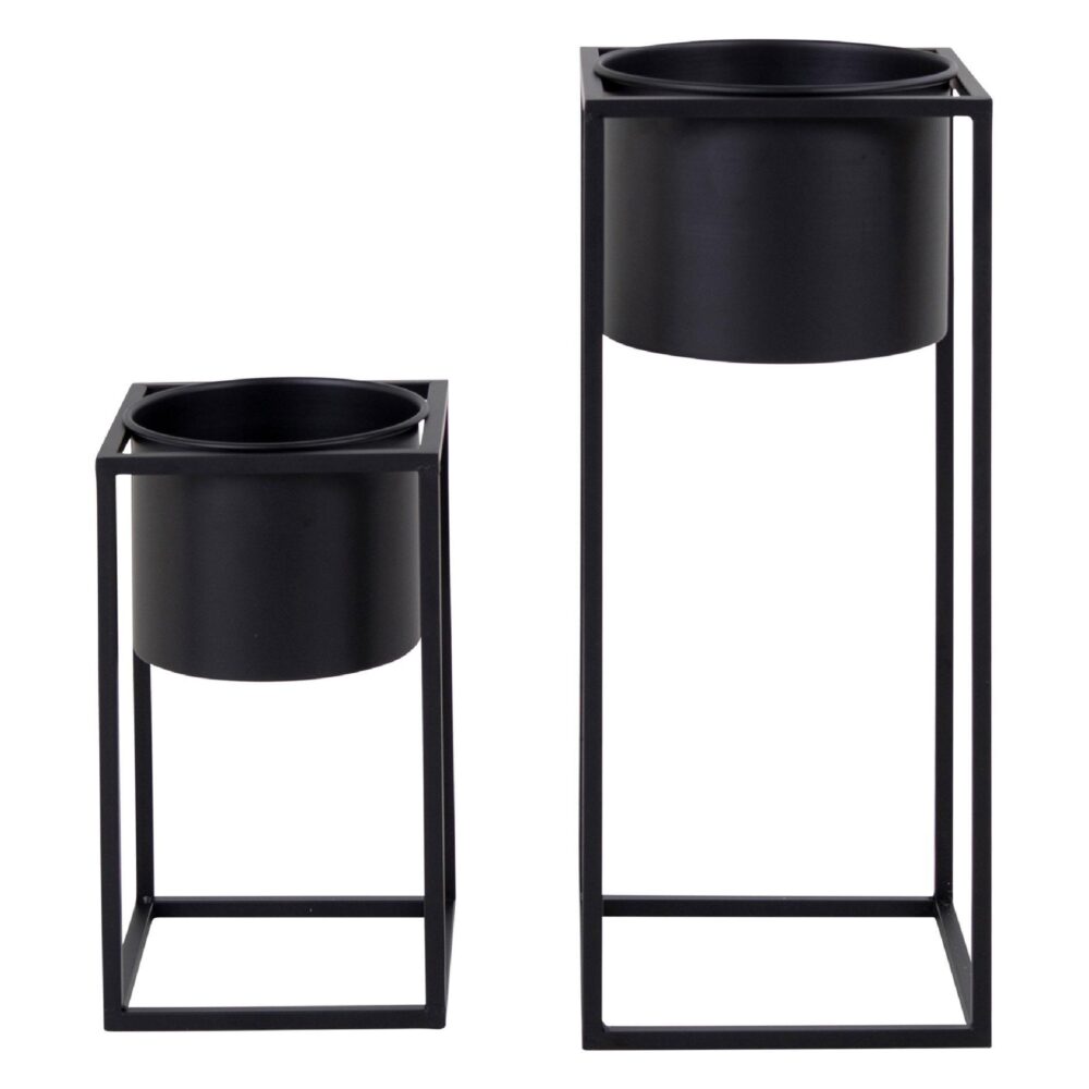 zwarte stalen plantenstandaarden set afbeelding 1