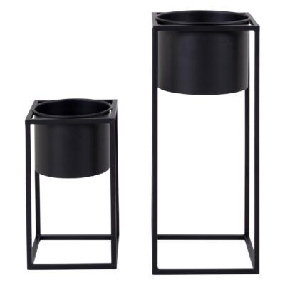 zwarte stalen plantenstandaarden set afbeelding 1