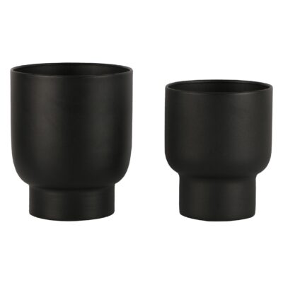 zwarte metalen bloempotten set van 2 afbeelding 2
