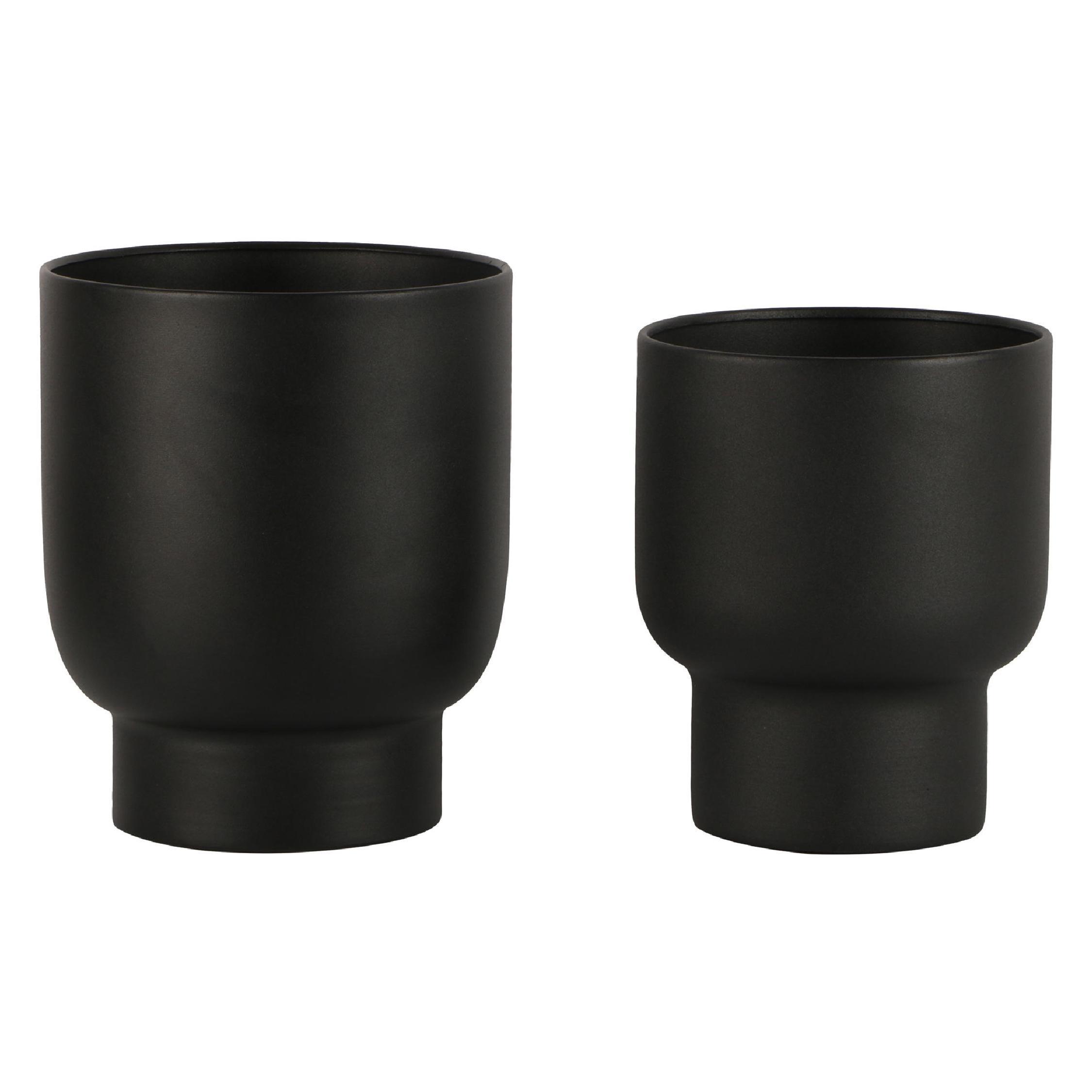 zwarte metalen bloempotten set van 2 afbeelding 2