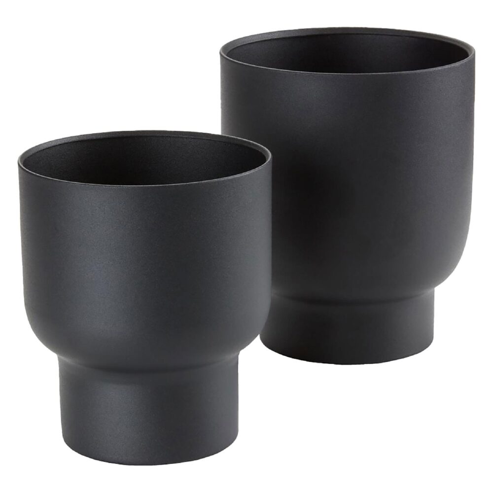 zwarte metalen bloempotten set van 2 afbeelding 1
