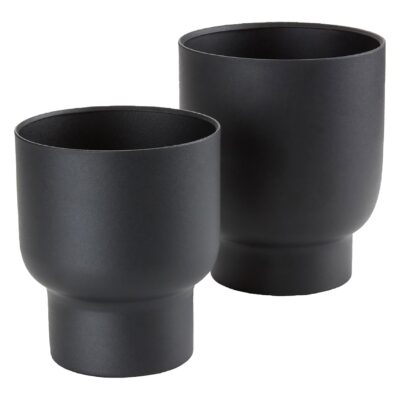 zwarte metalen bloempotten set van 2 afbeelding 1