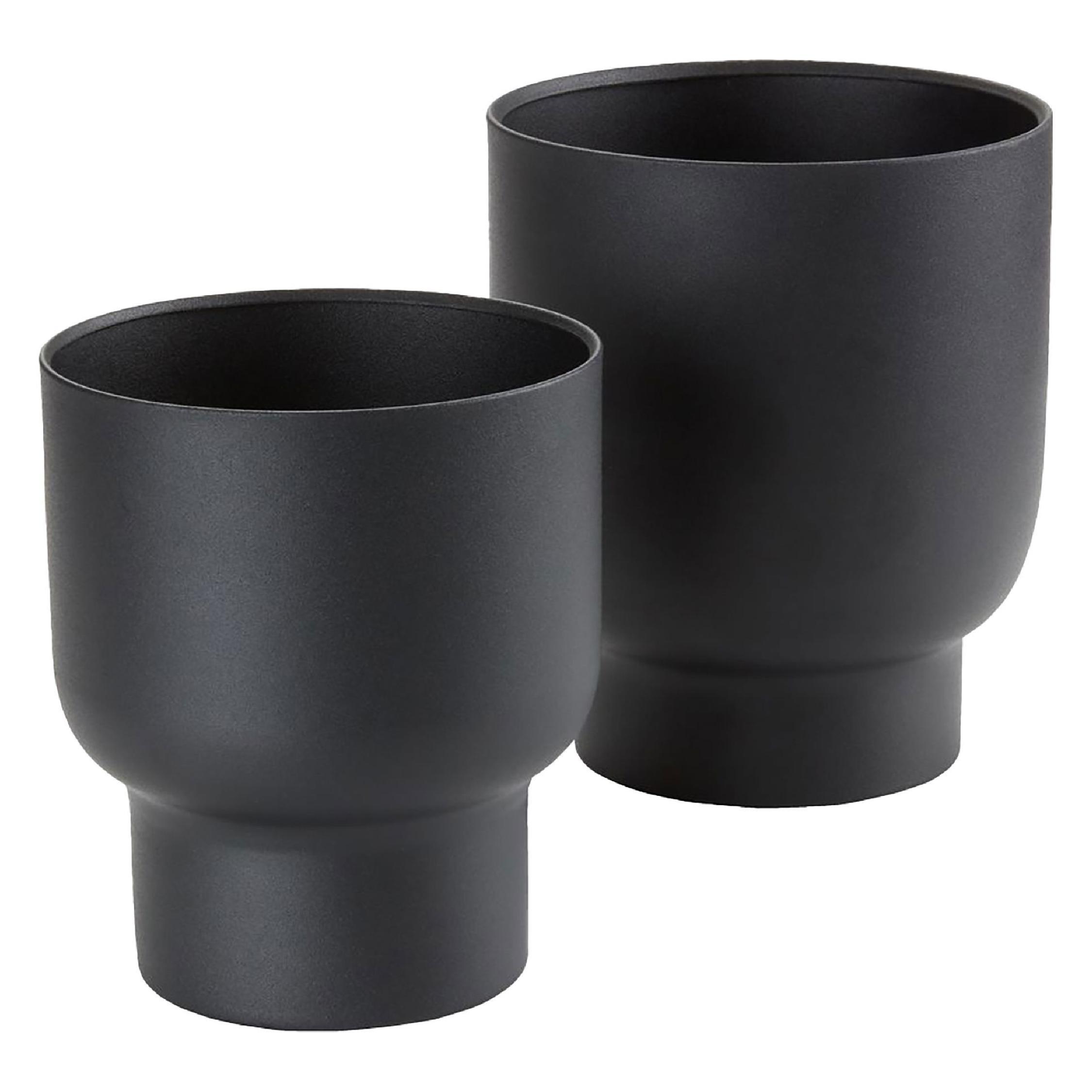 zwarte metalen bloempotten set van 2 afbeelding 1