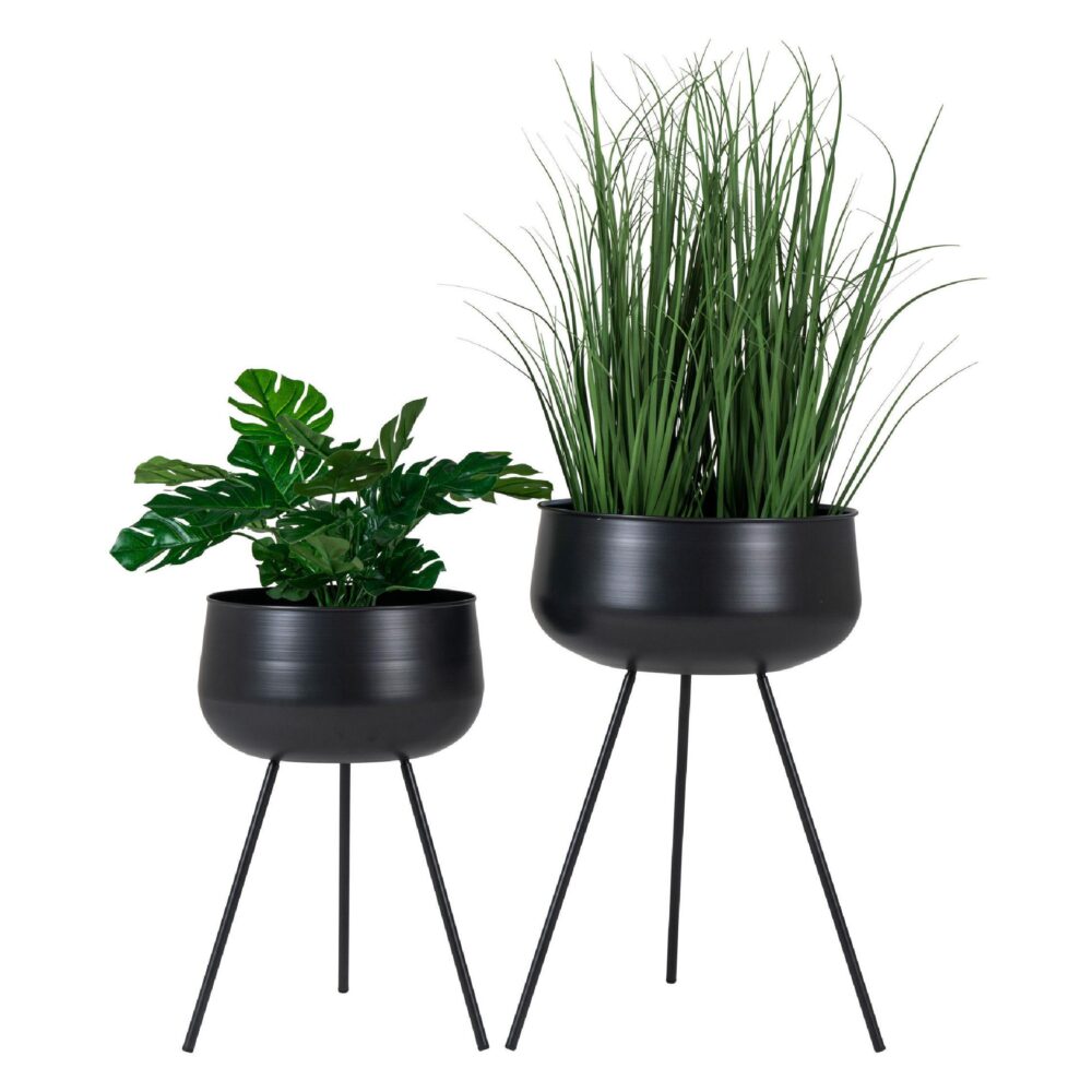 zwarte metalen plantenstandaard set afbeelding 2