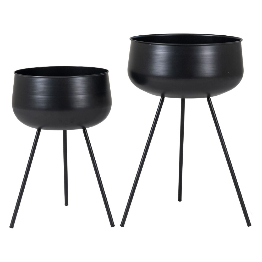 zwarte metalen plantenstandaard set afbeelding 1