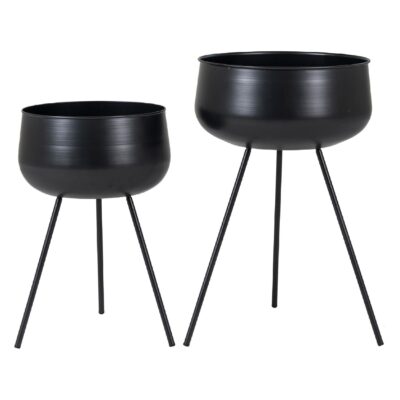 zwarte metalen plantenstandaard set afbeelding 1
