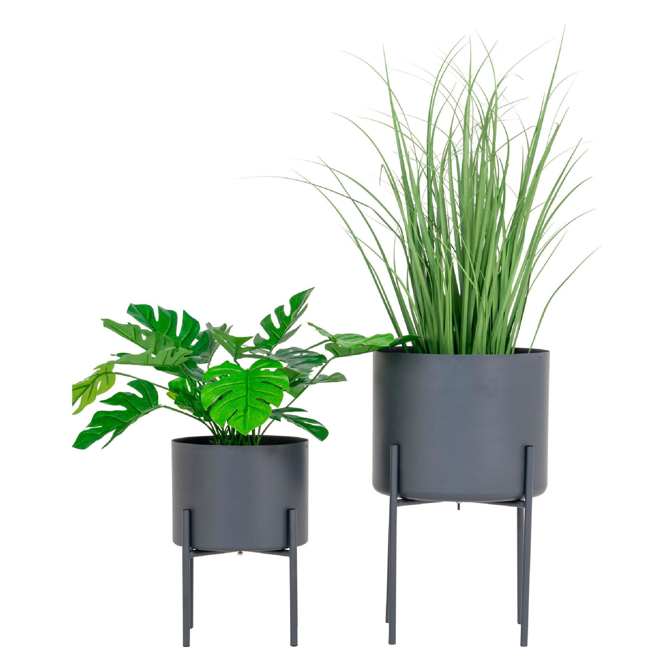 grijze stalen bloempotten op standaard afbeelding 5
