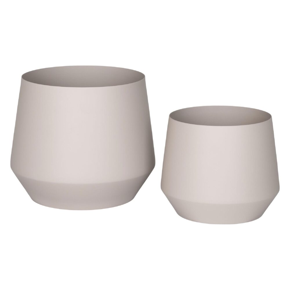 beige stalen bloempotten set afbeelding 1