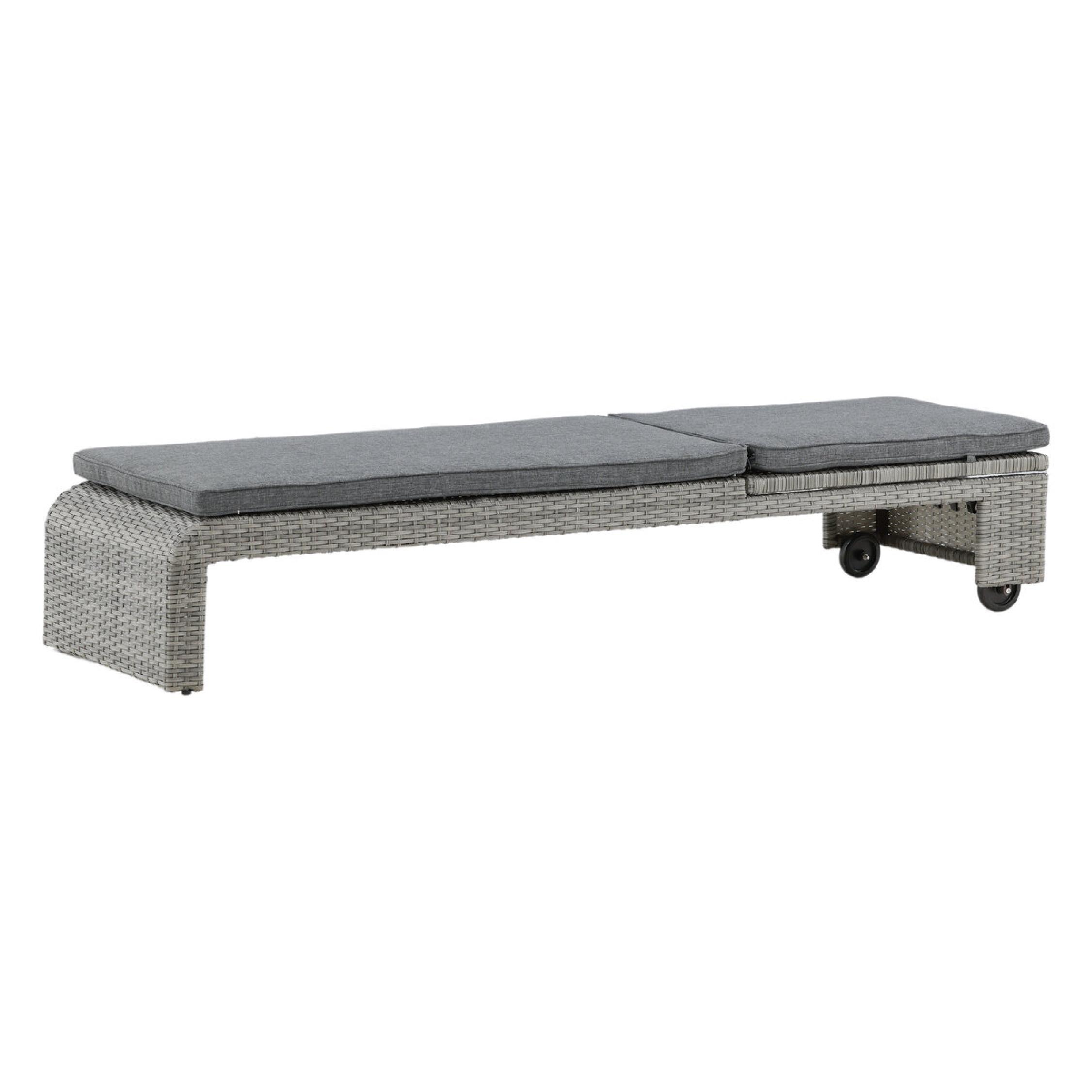 verstelbaar grijs rattan tuin ligbed afbeelding 4
