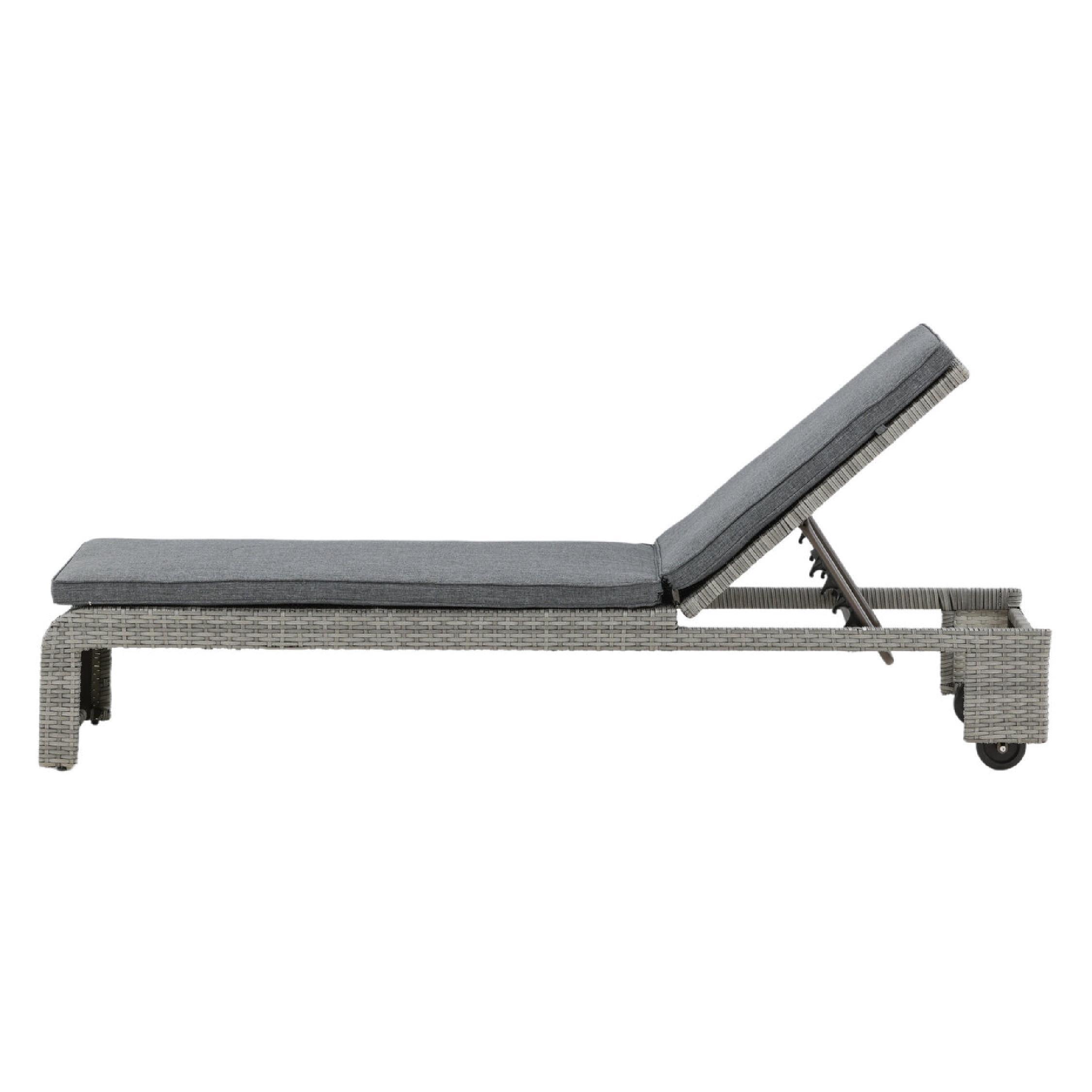 verstelbaar grijs rattan tuin ligbed afbeelding 1