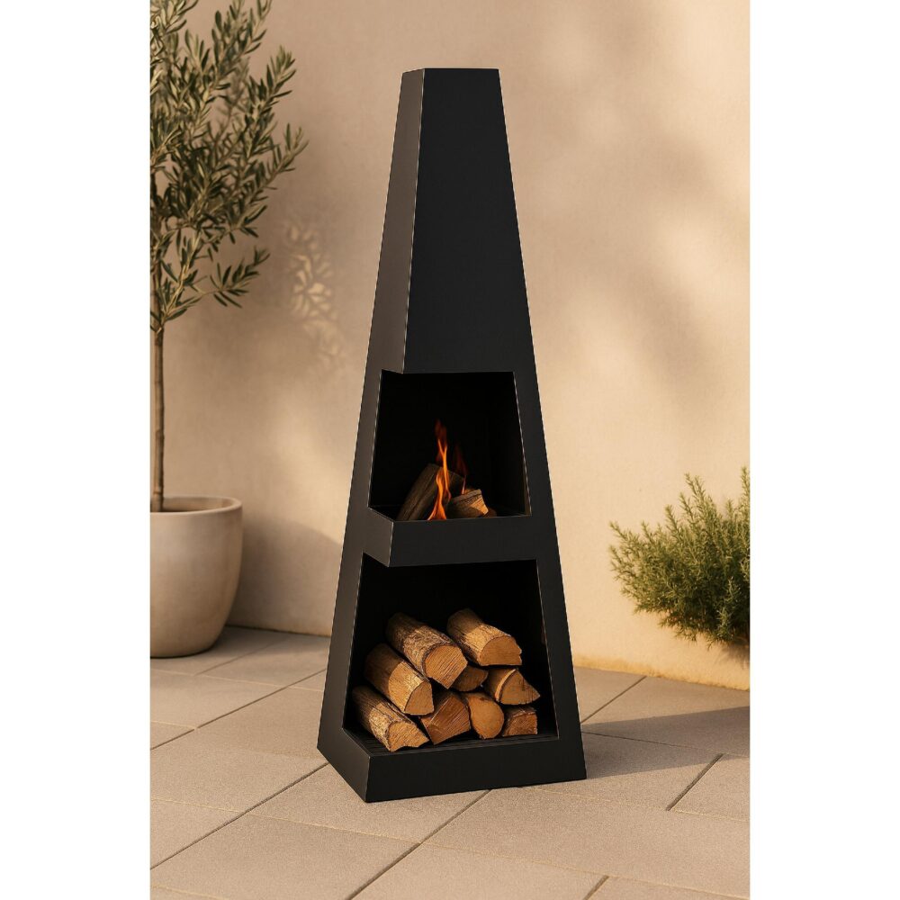 zwarte stalen terrashaard vuurkorf afbeelding 3