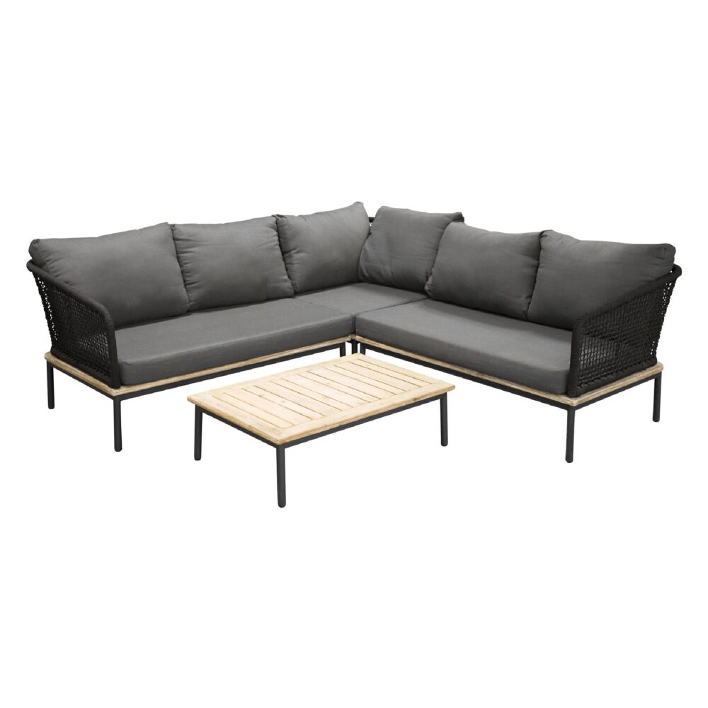 zwarte aluminium hoek loungeset tuin met tafel afbeelding 1
