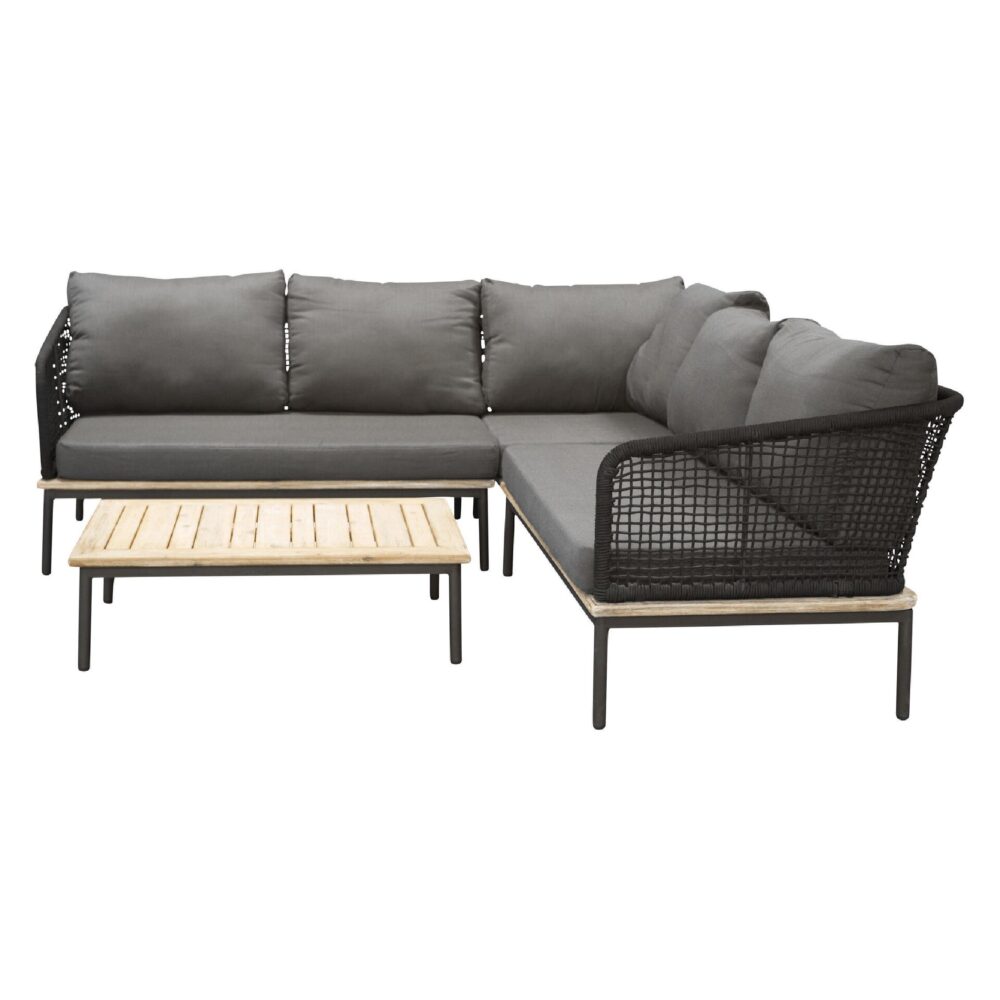 zwarte aluminium hoek loungeset tuin met tafel afbeelding 2