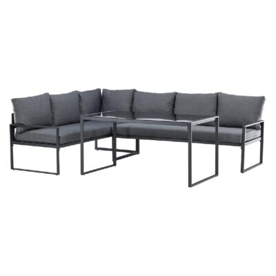 hoek loungeset tuin met glazen tafel afbeelding 1