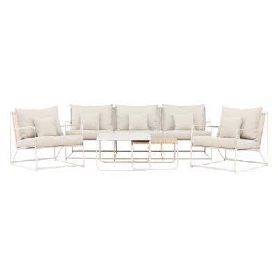 4-delige beige tuin loungeset met kussens afbeelding 1