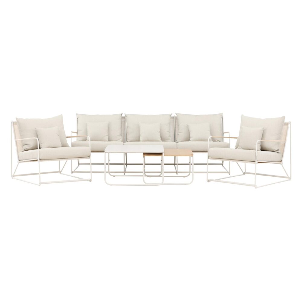 4-delige beige tuin loungeset met kussens afbeelding 1