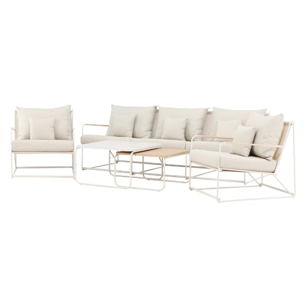4-delige beige tuin loungeset met kussens afbeelding 2