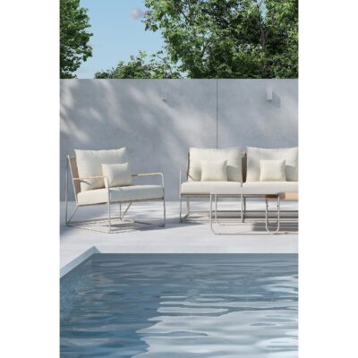 4-delige beige tuin loungeset met kussens afbeelding 6