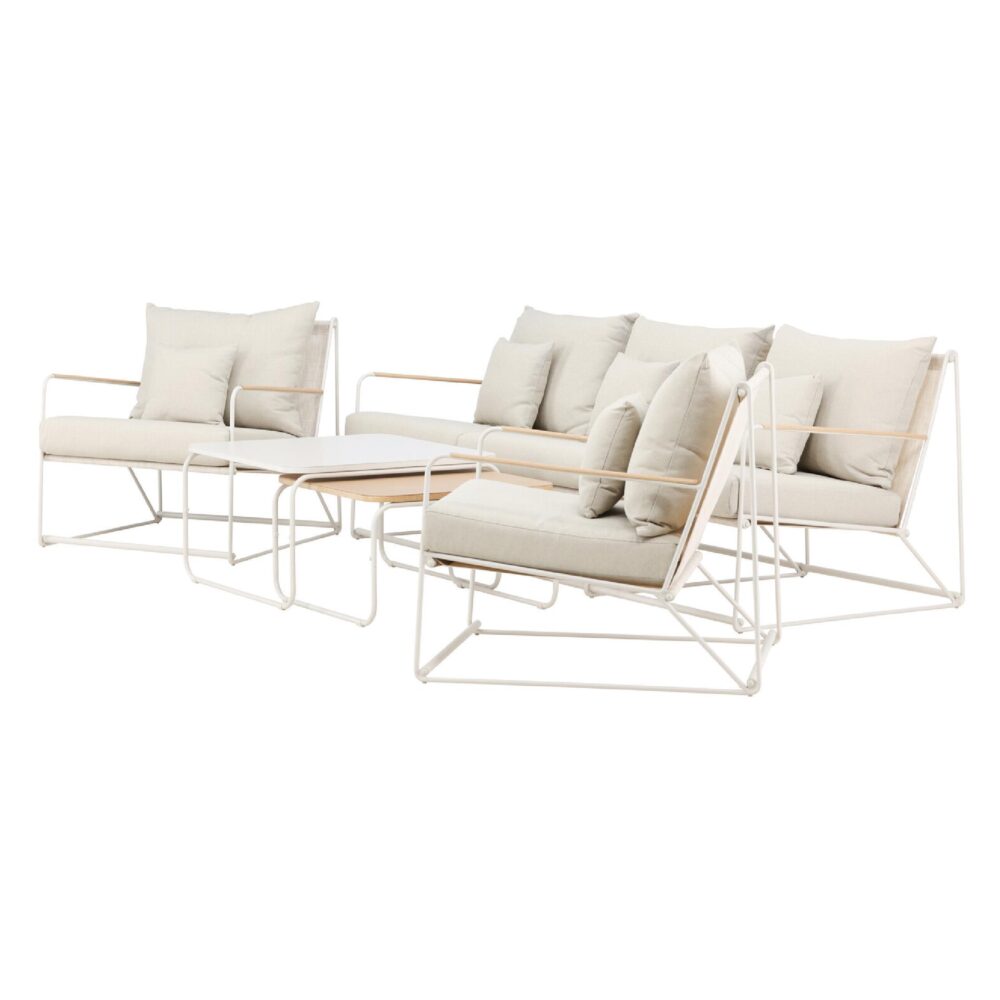 4-delige beige tuin loungeset met kussens afbeelding 3