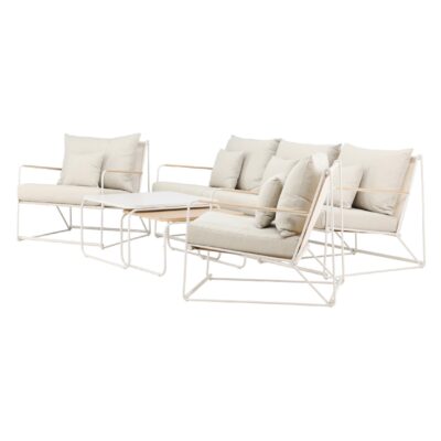4-delige beige tuin loungeset met kussens afbeelding 3