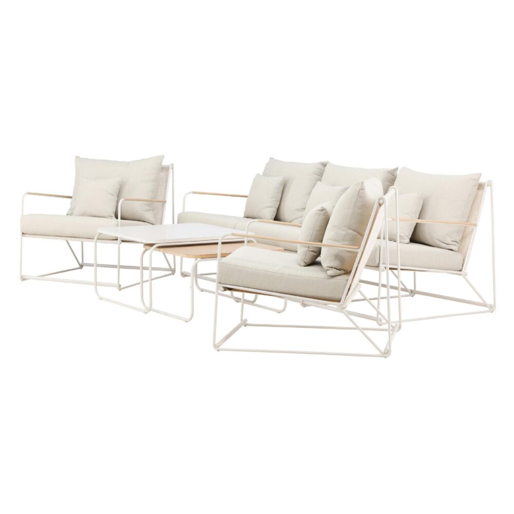 4-delige beige tuin loungeset met kussens afbeelding 3