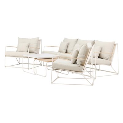 4-delige beige tuin loungeset met kussens afbeelding 3