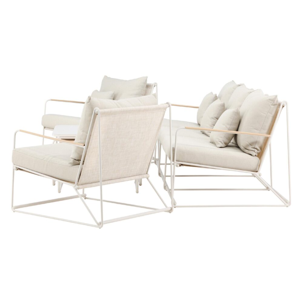 4-delige beige tuin loungeset met kussens afbeelding 4