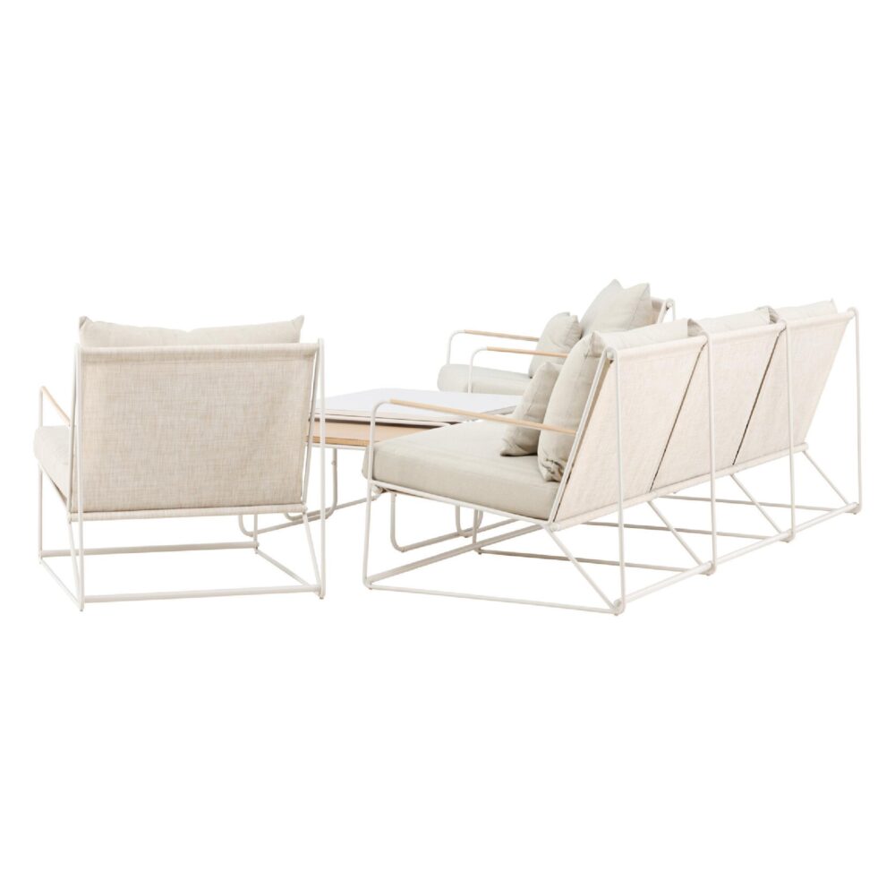 4-delige beige tuin loungeset met kussens afbeelding 5