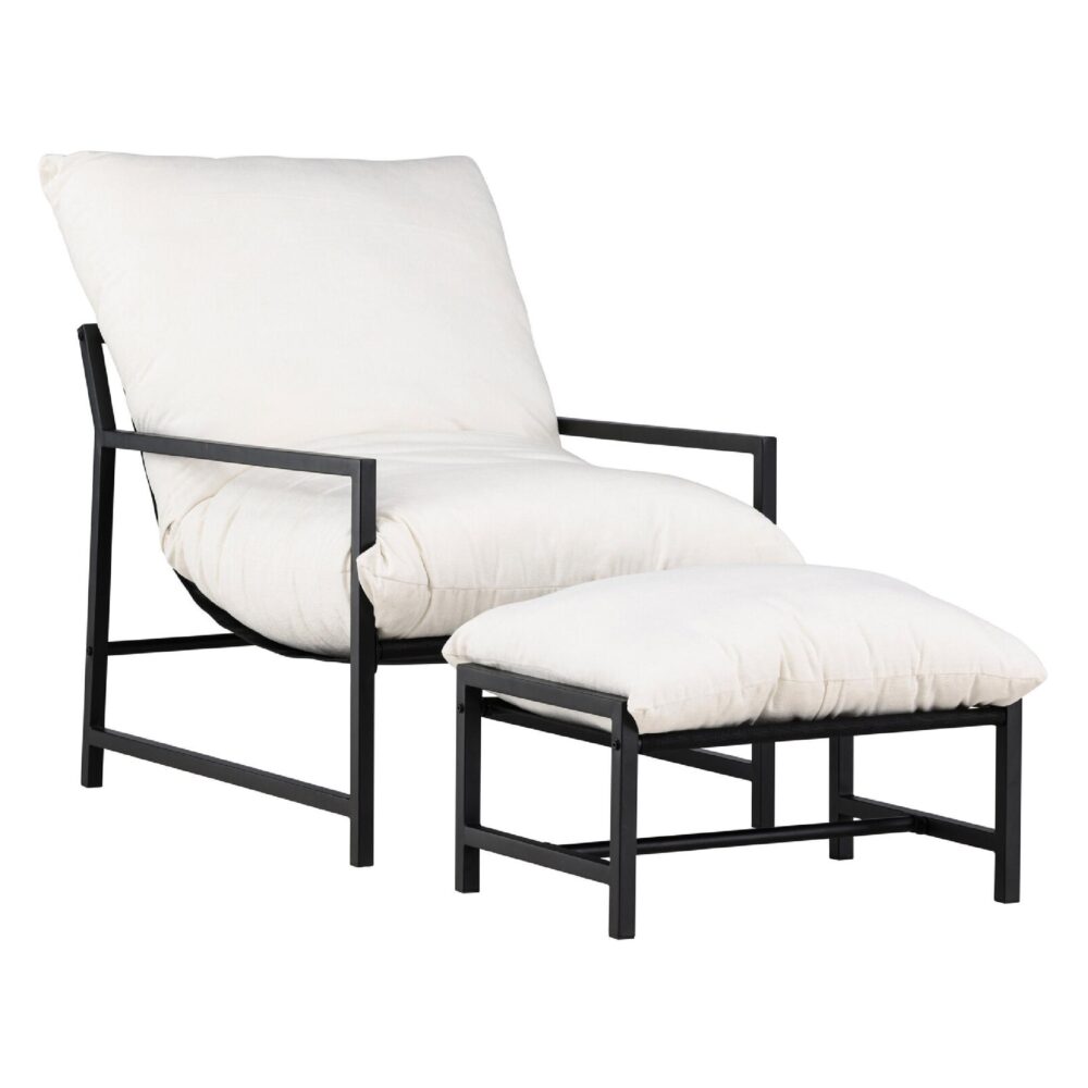 Liora loungestoel buiten met voetenbank afbeelding 3