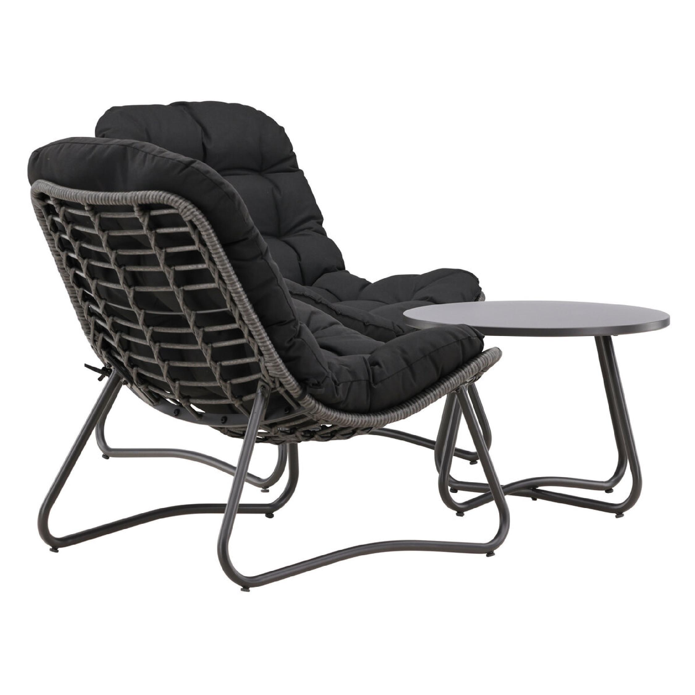 zwarte stalen tuin loungeset met tafel afbeelding 2