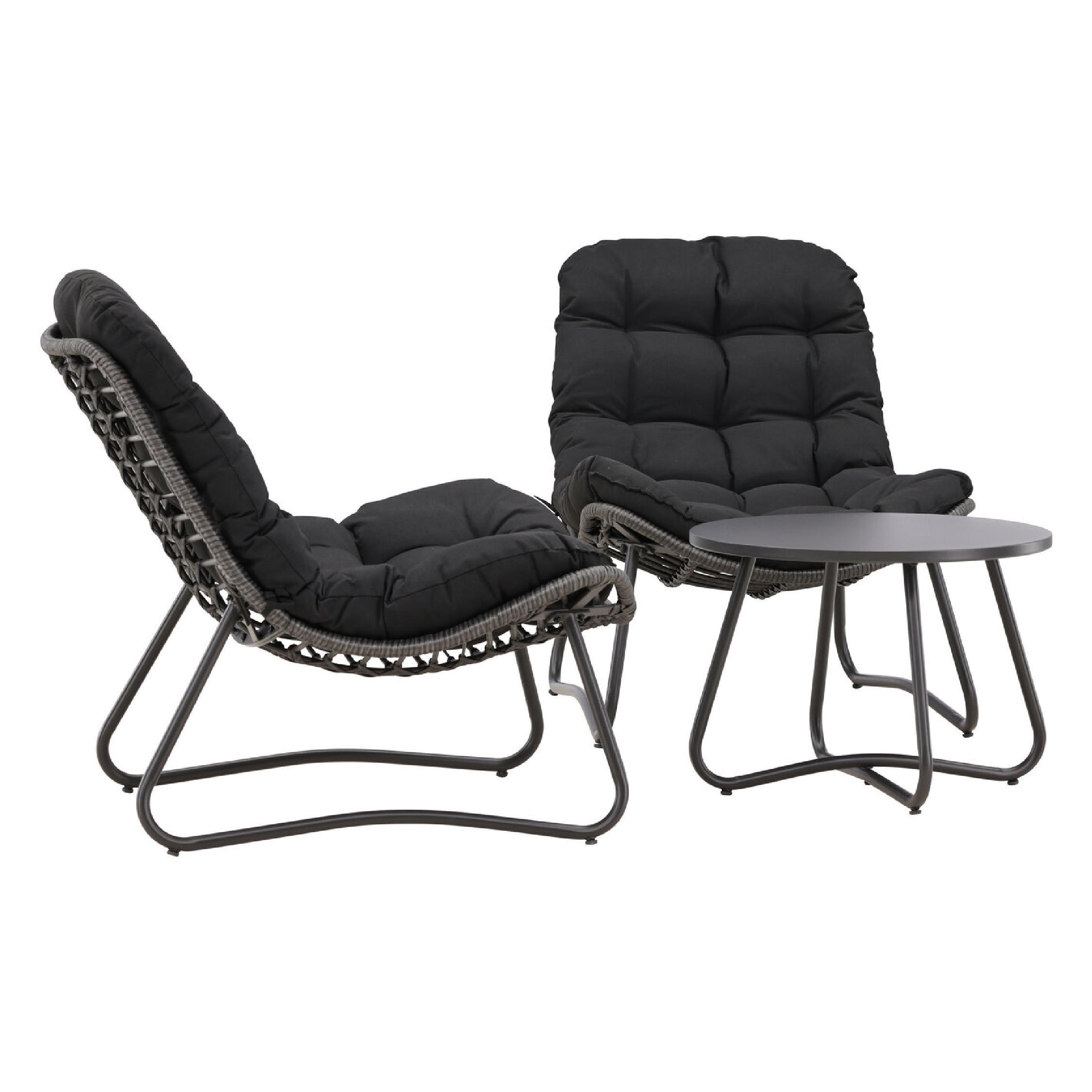 zwarte stalen tuin loungeset met tafel afbeelding 3