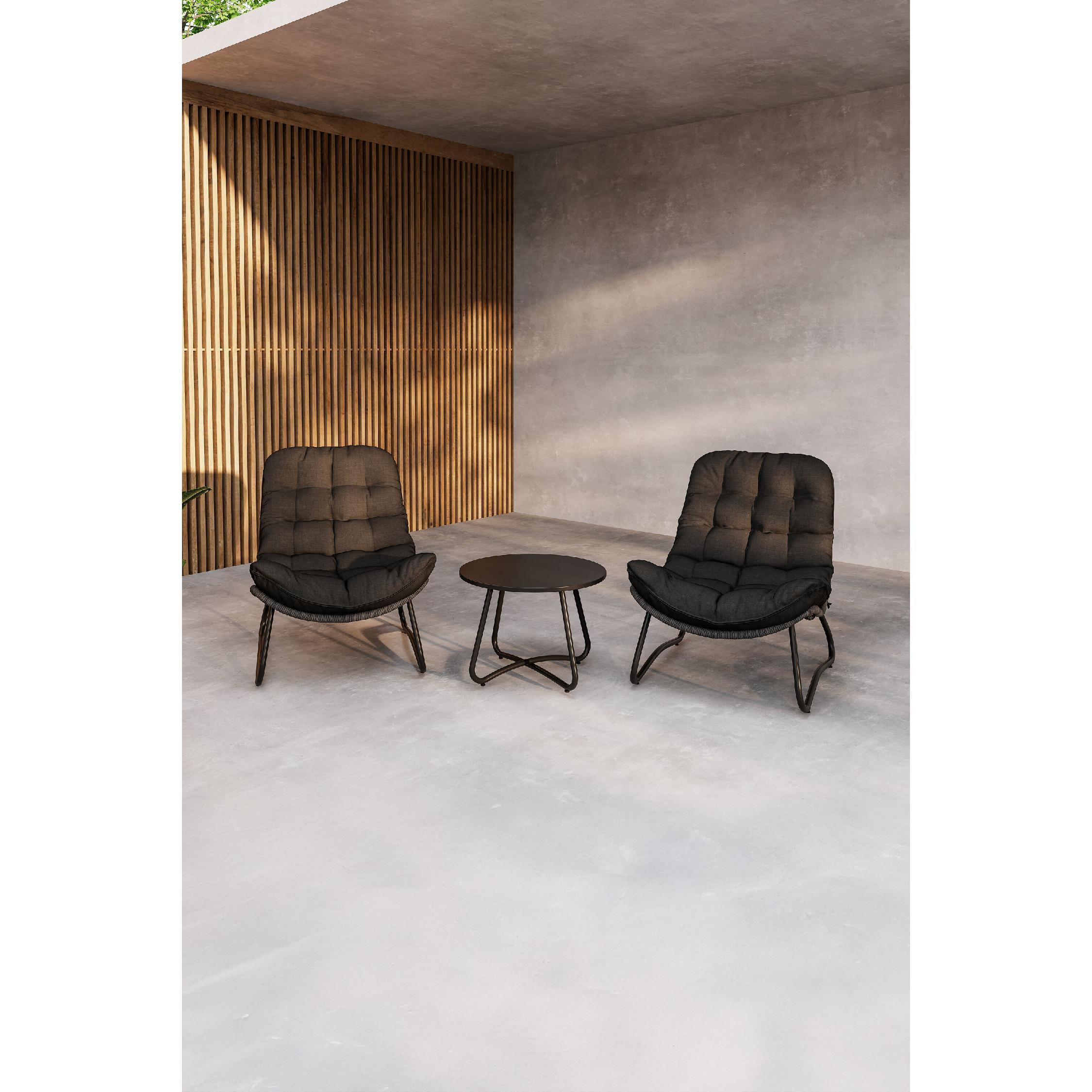 zwarte stalen tuin loungeset met tafel afbeelding 9