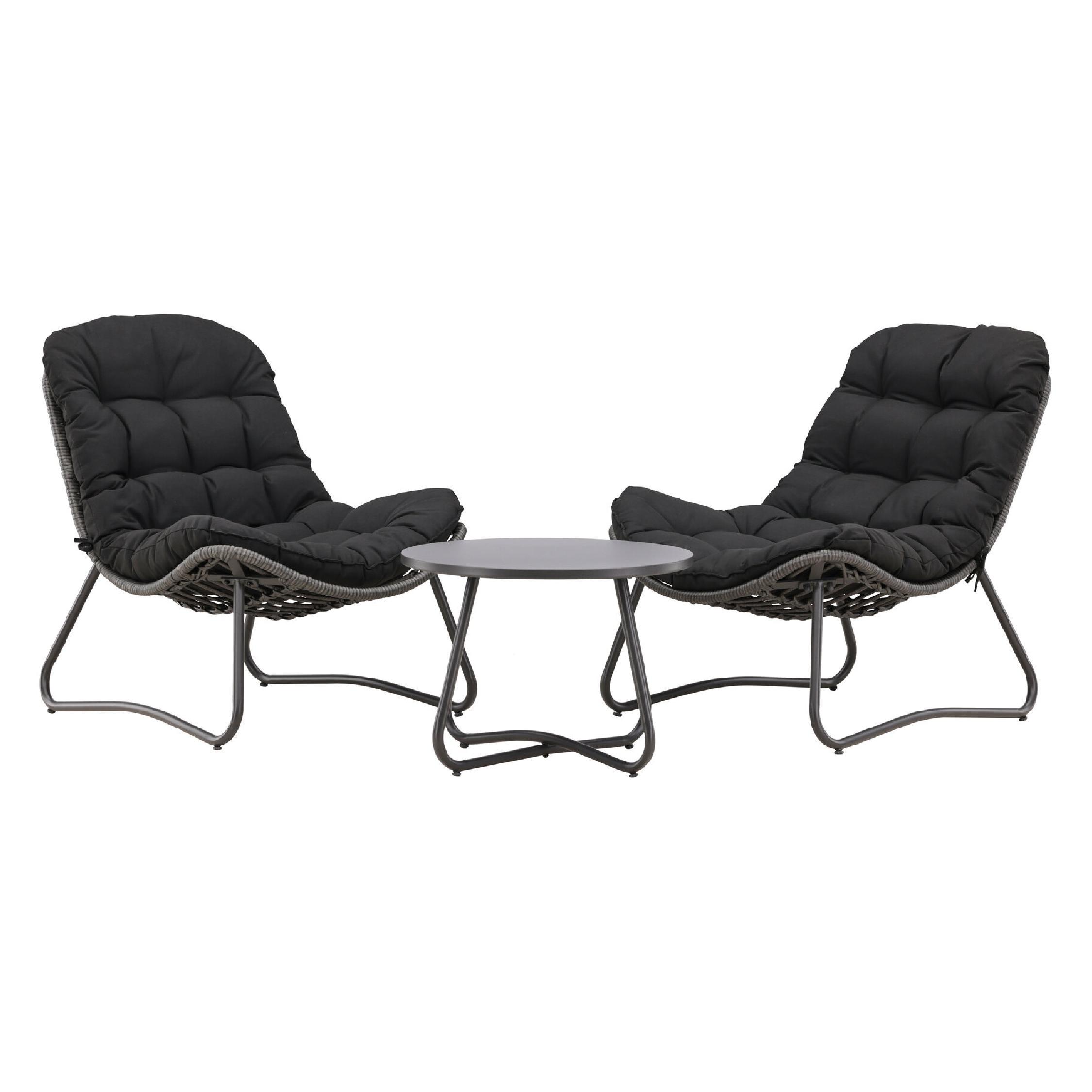 zwarte stalen tuin loungeset met tafel afbeelding 1