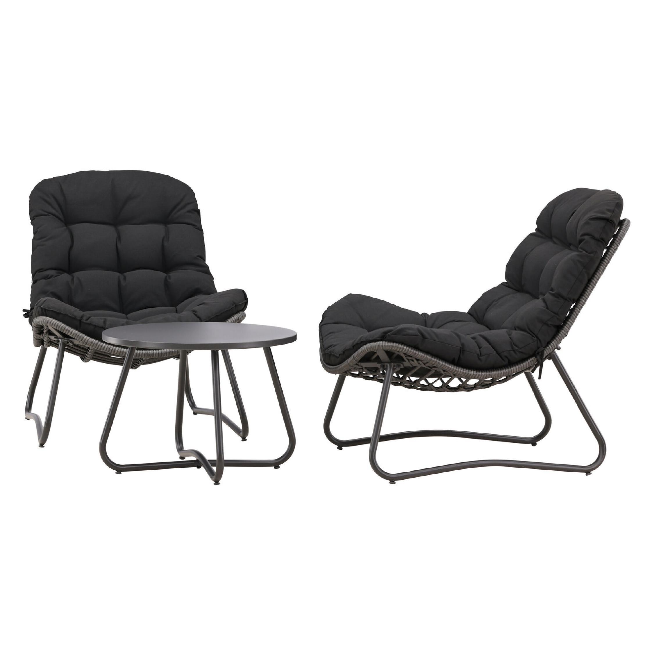 zwarte stalen tuin loungeset met tafel afbeelding 5