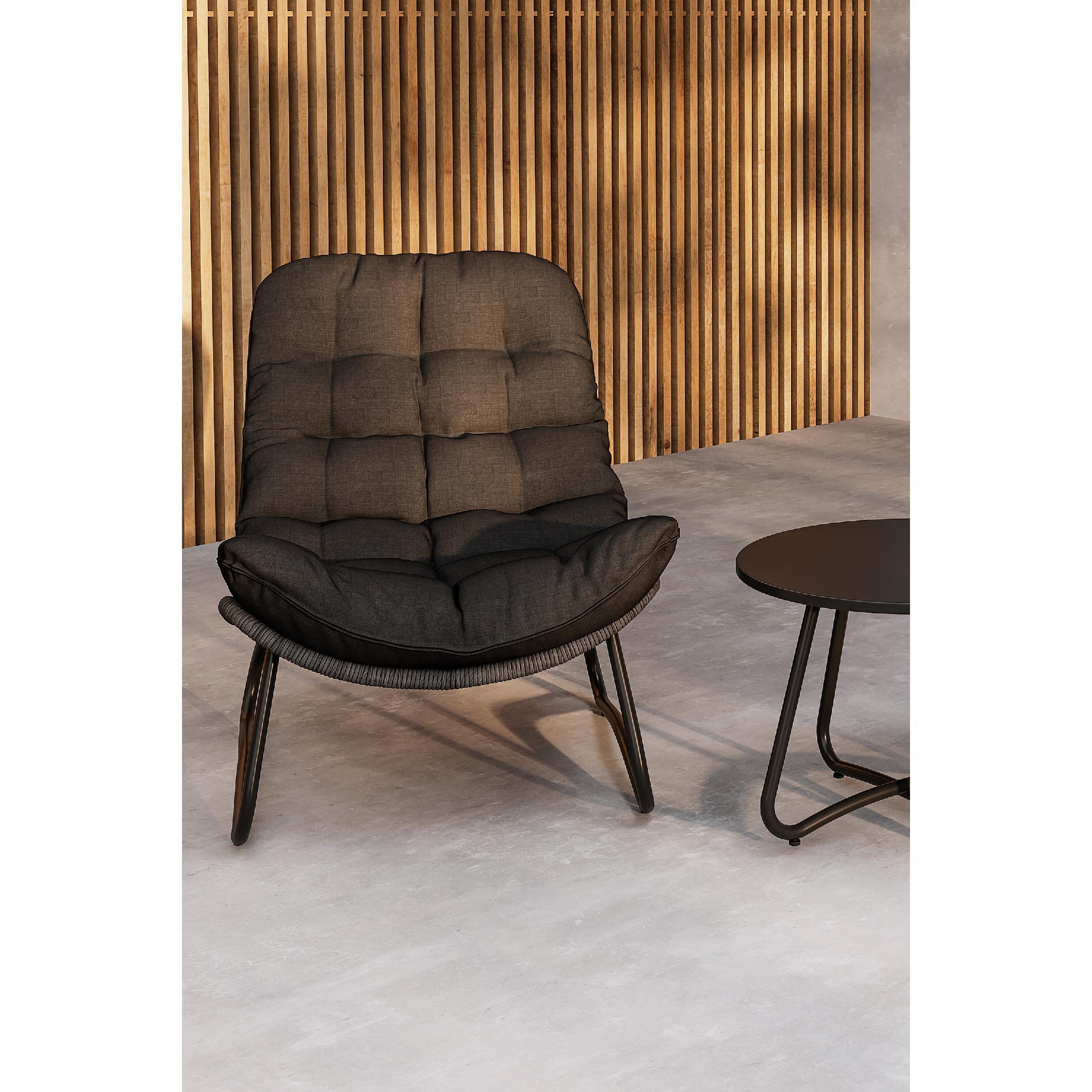 zwarte stalen tuin loungeset met tafel afbeelding 10