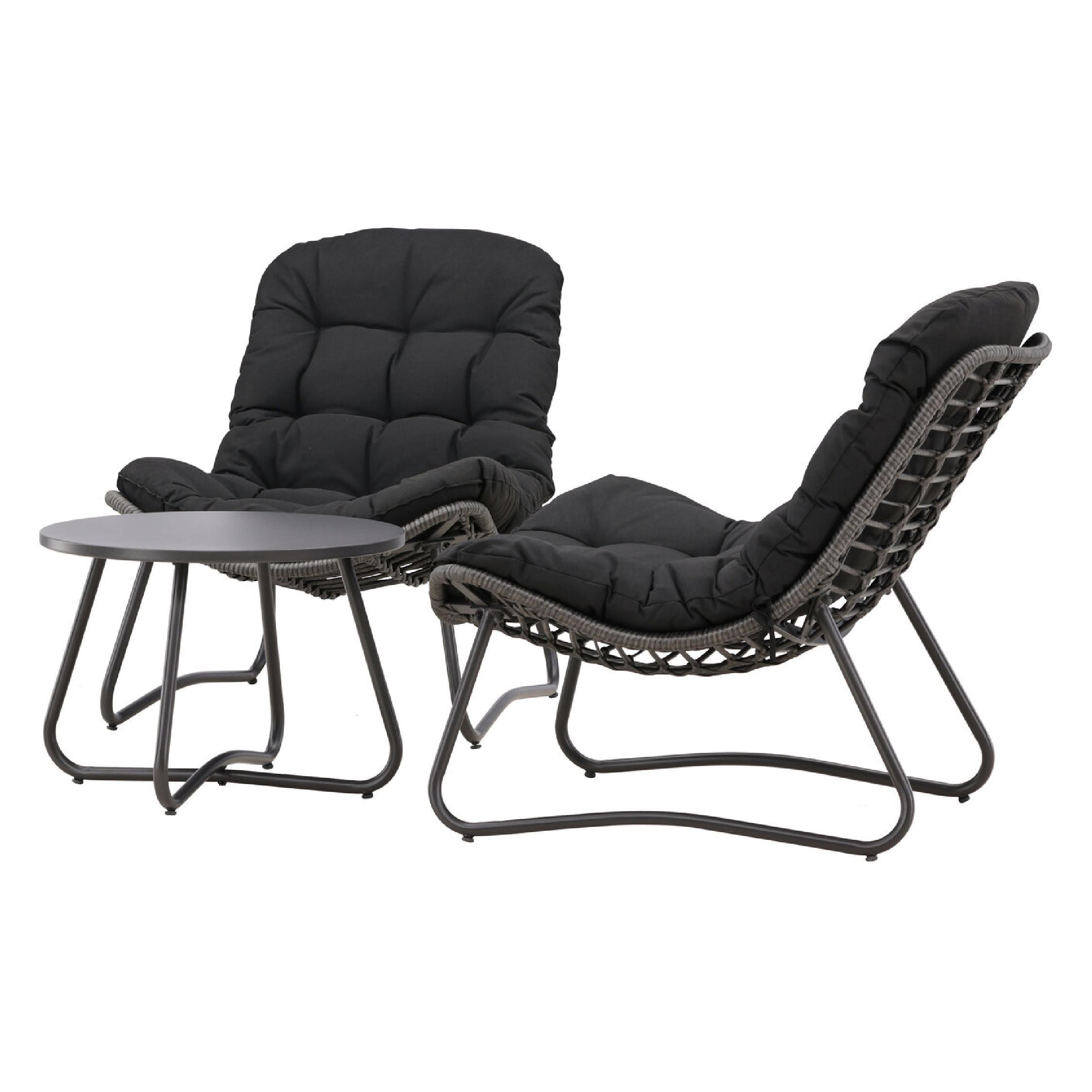 zwarte stalen tuin loungeset met tafel afbeelding 6