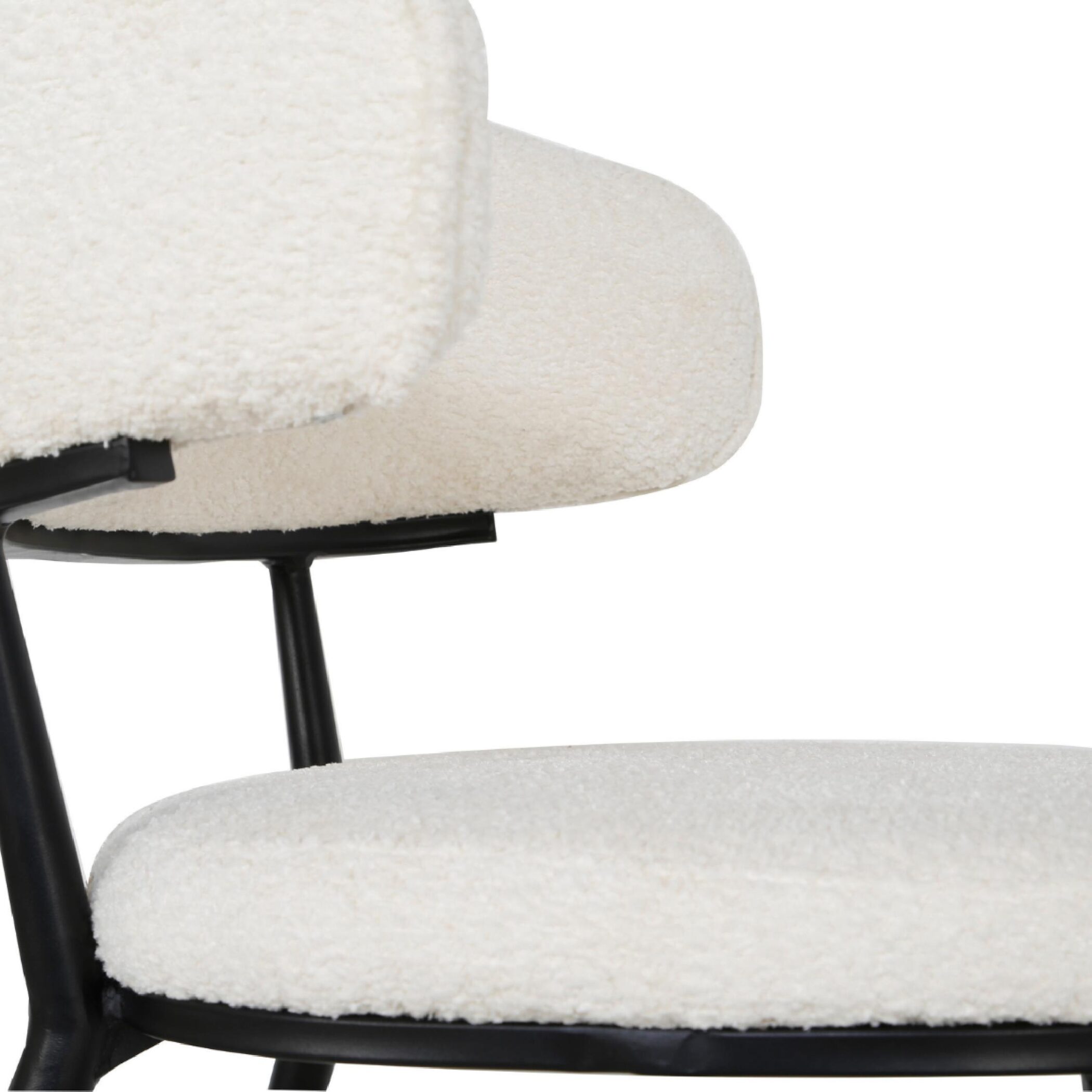 crème teddy eetkamerstoelen met armleuning afbeelding 6