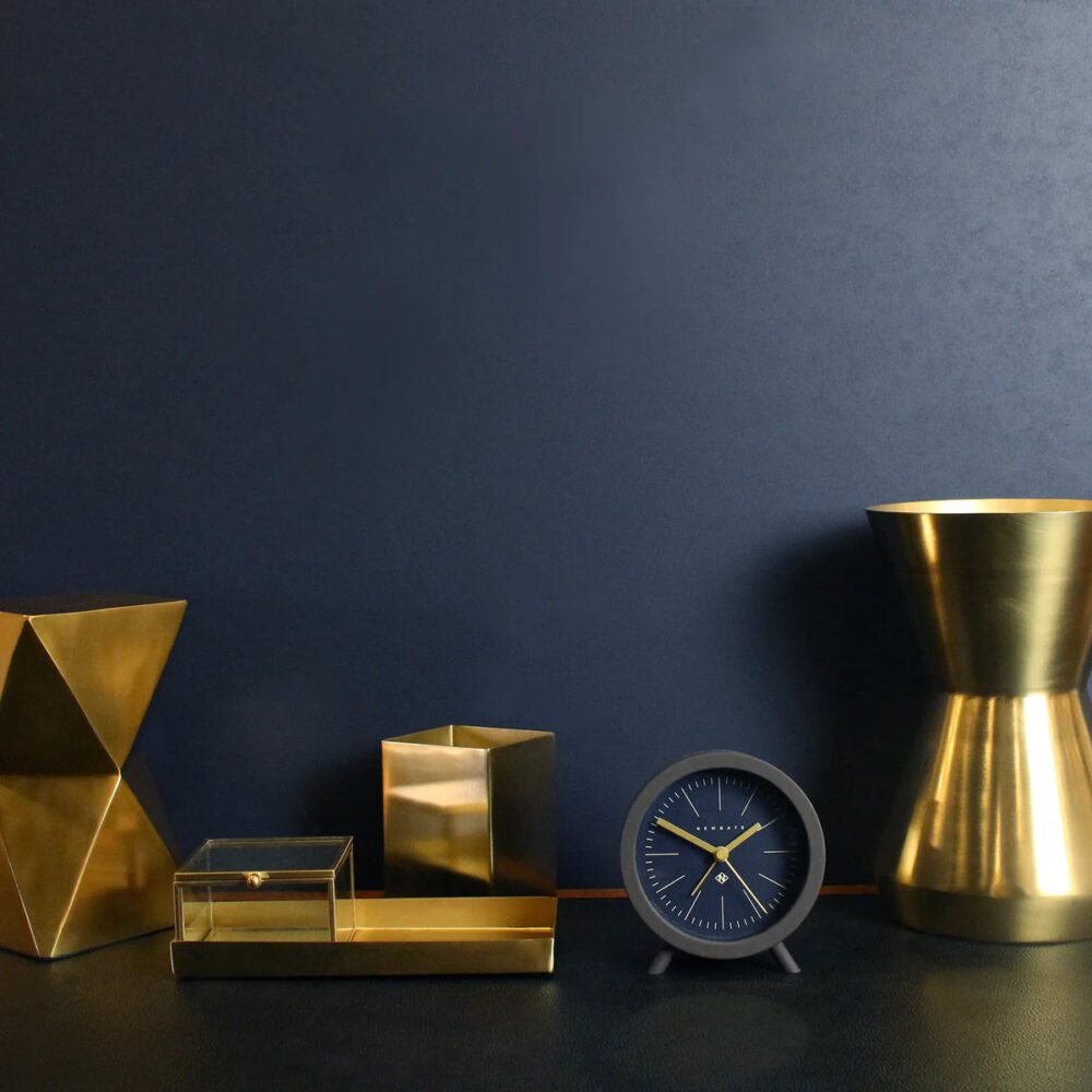 Newgate Fred alarm clock in brown and blue