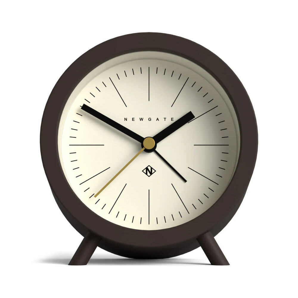 Newgate Fred alarm clock in brown and cream