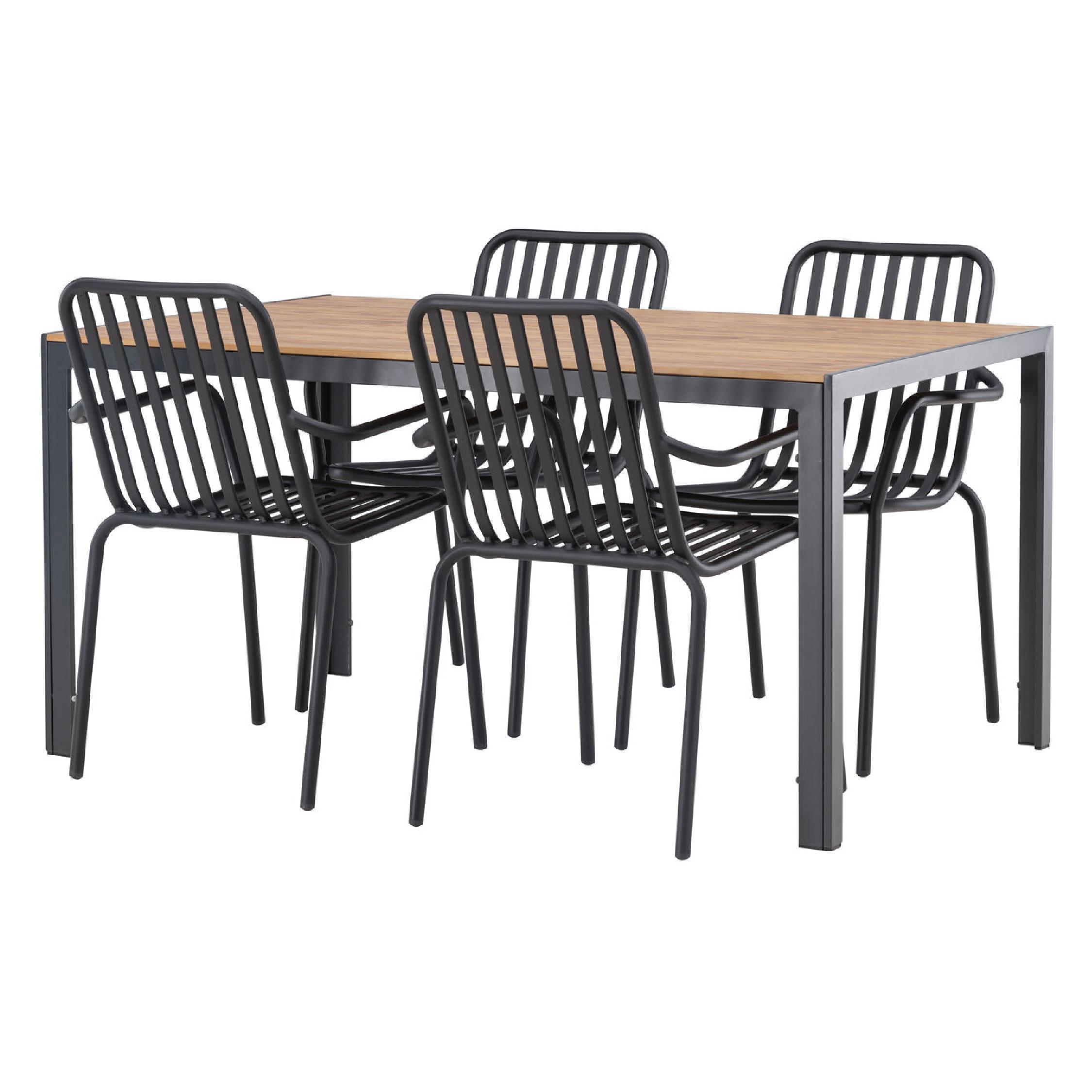 zwarte aluminium 4 persoons tuinset 150x90 afbeelding 3