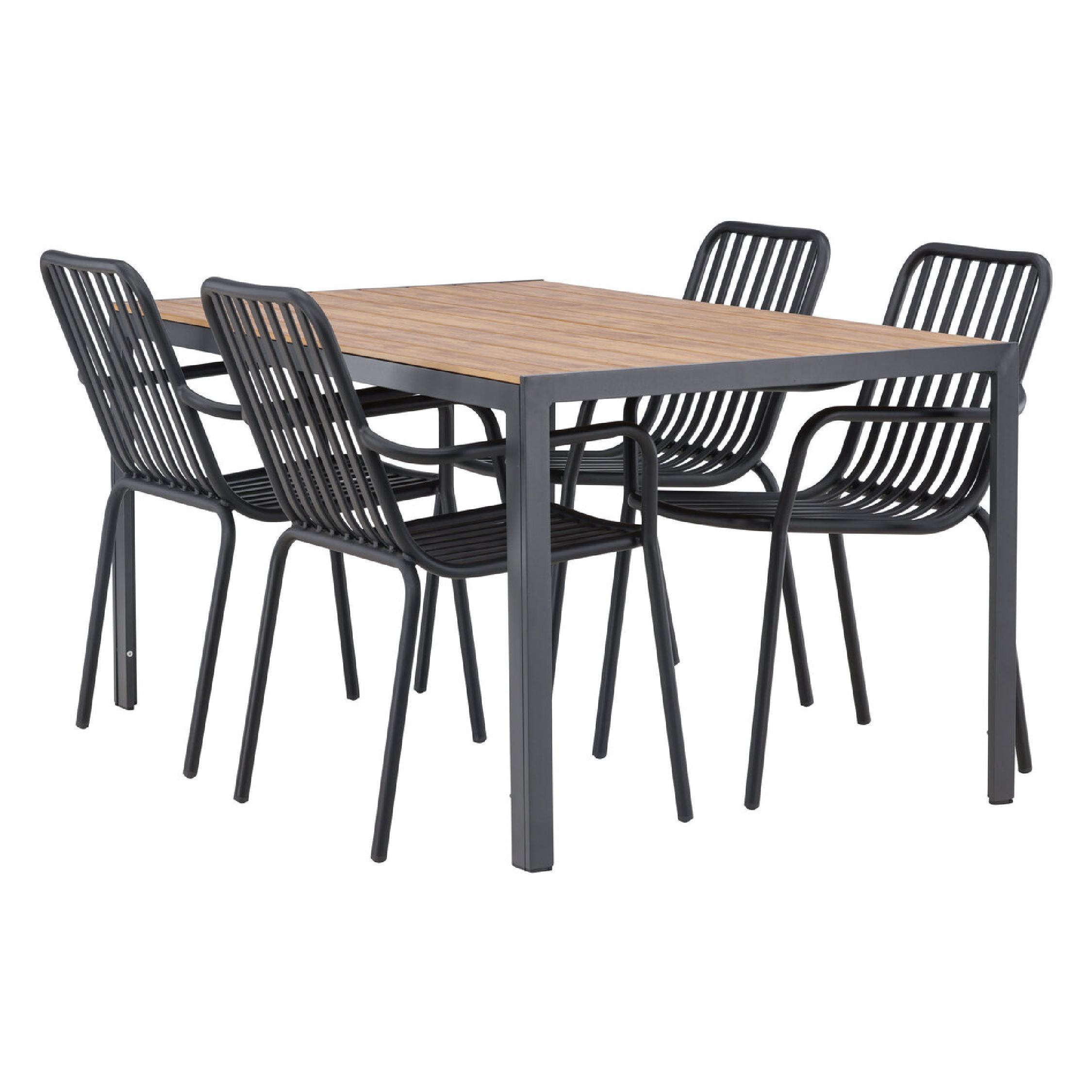 zwarte aluminium 4 persoons tuinset 150x90 afbeelding 1