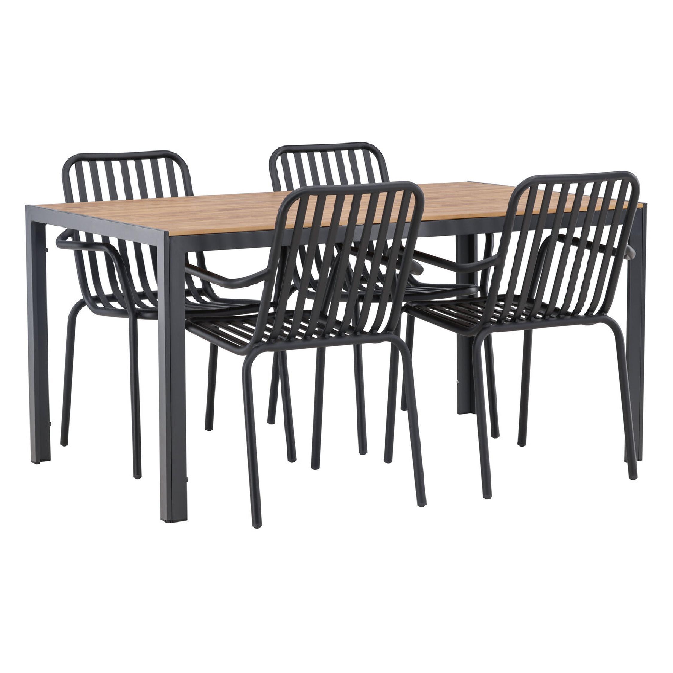 zwarte aluminium 4 persoons tuinset 150x90 afbeelding 6