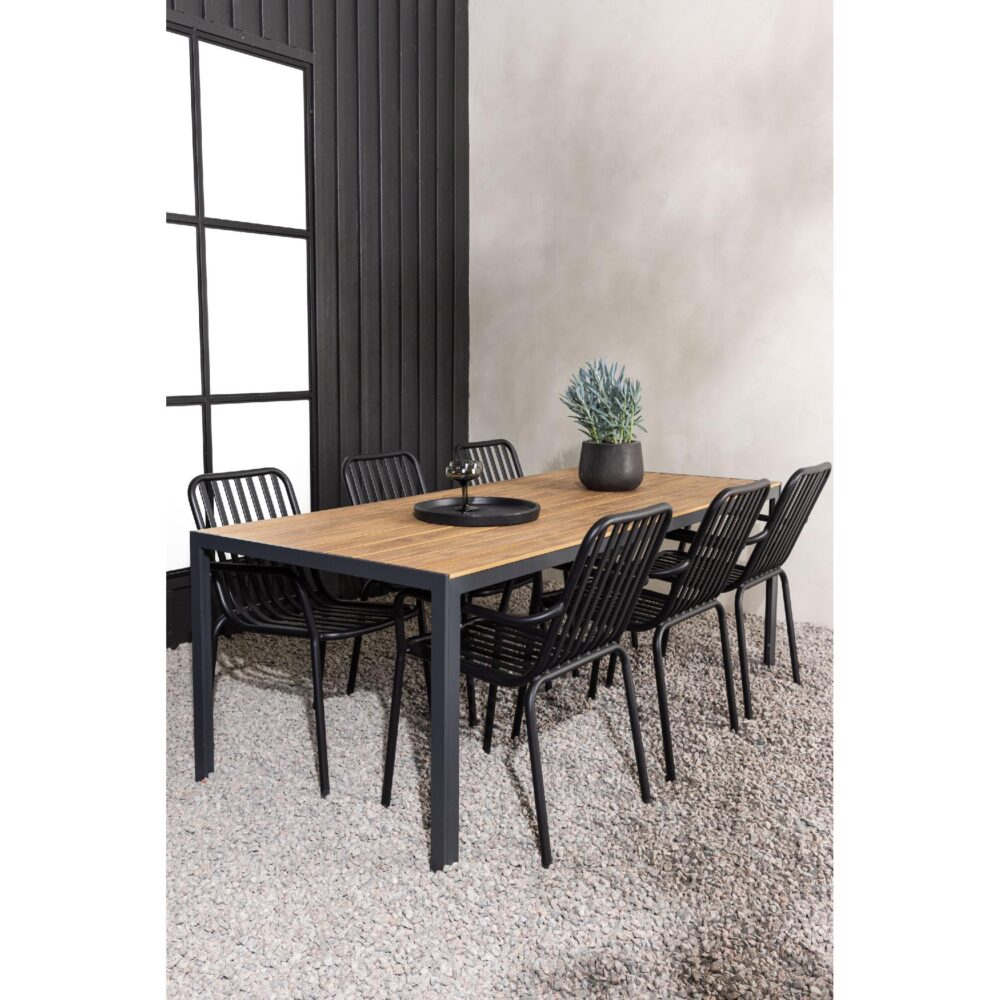 tuinset 6 personen aluminium zwart 200x90 afbeelding 7